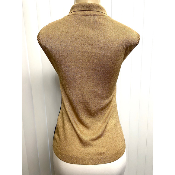 Dolce Gabbana Top Blouse Knit Sleeveless Gold Purple Striped Mock Neck S - Picture 4 of 7